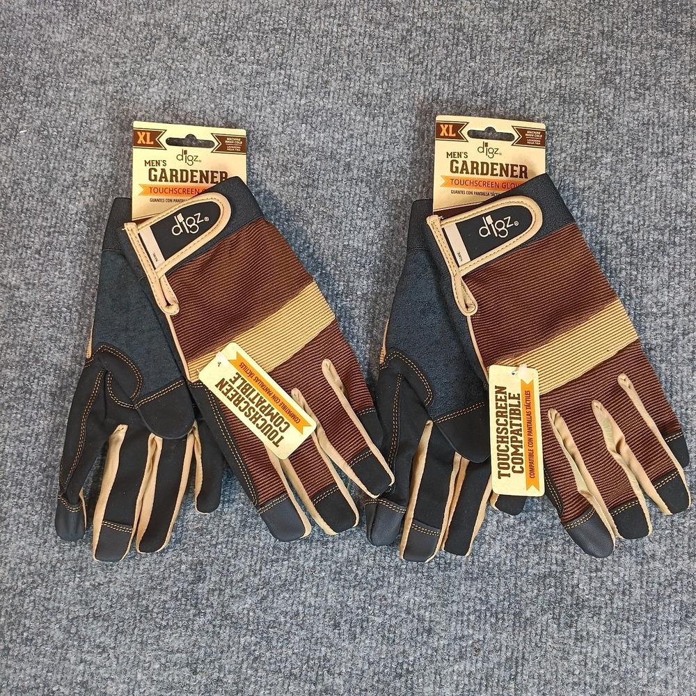 Digz Mens Gardening Gloves XL Touchscreen Compatible Work Gloves Lot Of 2 Pair